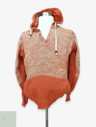 Suéter de Punto Grueso con Capucha en Terracota Jaspeado Billabong Talla LXL