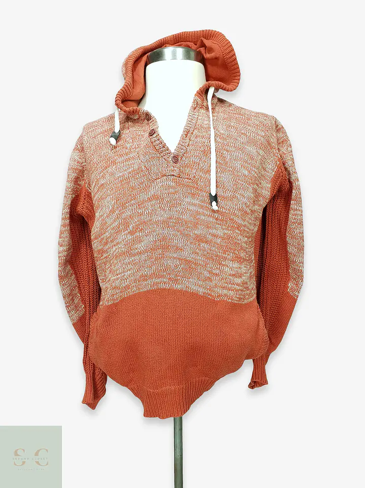 Suéter de Punto Grueso con Capucha en Terracota Jaspeado Billabong Talla LXL 1