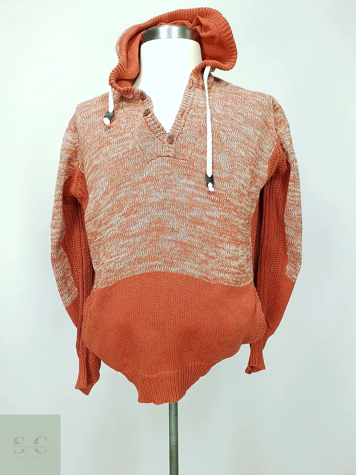 Suéter de Punto Grueso con Capucha en Terracota Jaspeado Billabong Talla LXL 2