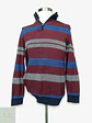 Sweater de Punto a Rayas con Medio Cierre en Rojo Burdeos y Azul Dunmore Talla L - Miniatura 1