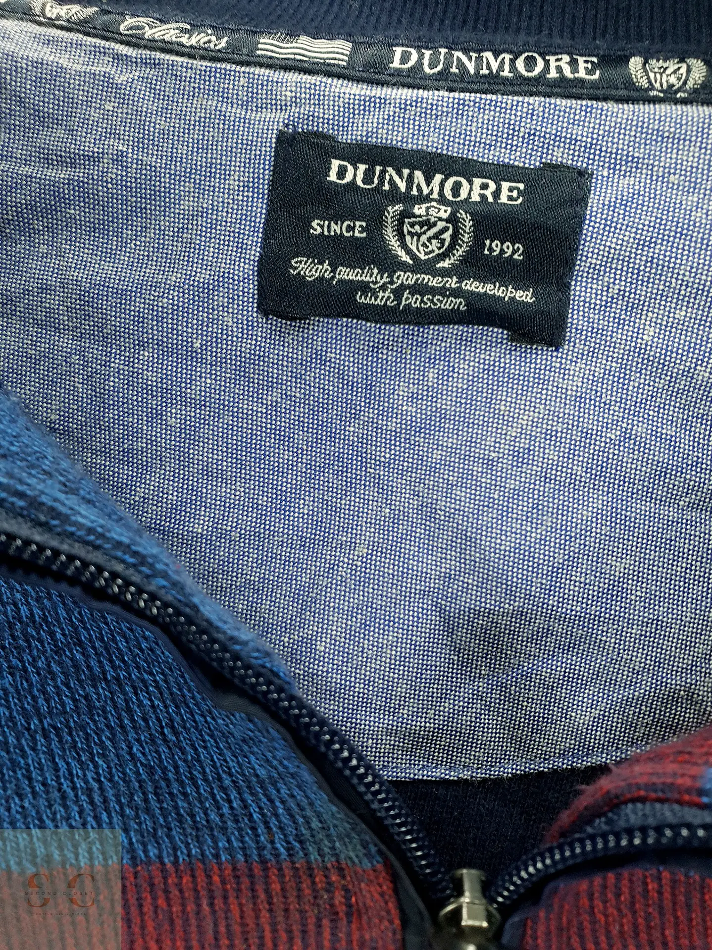 Sweater de Punto a Rayas con Medio Cierre en Rojo Burdeos y Azul Dunmore Talla L 3