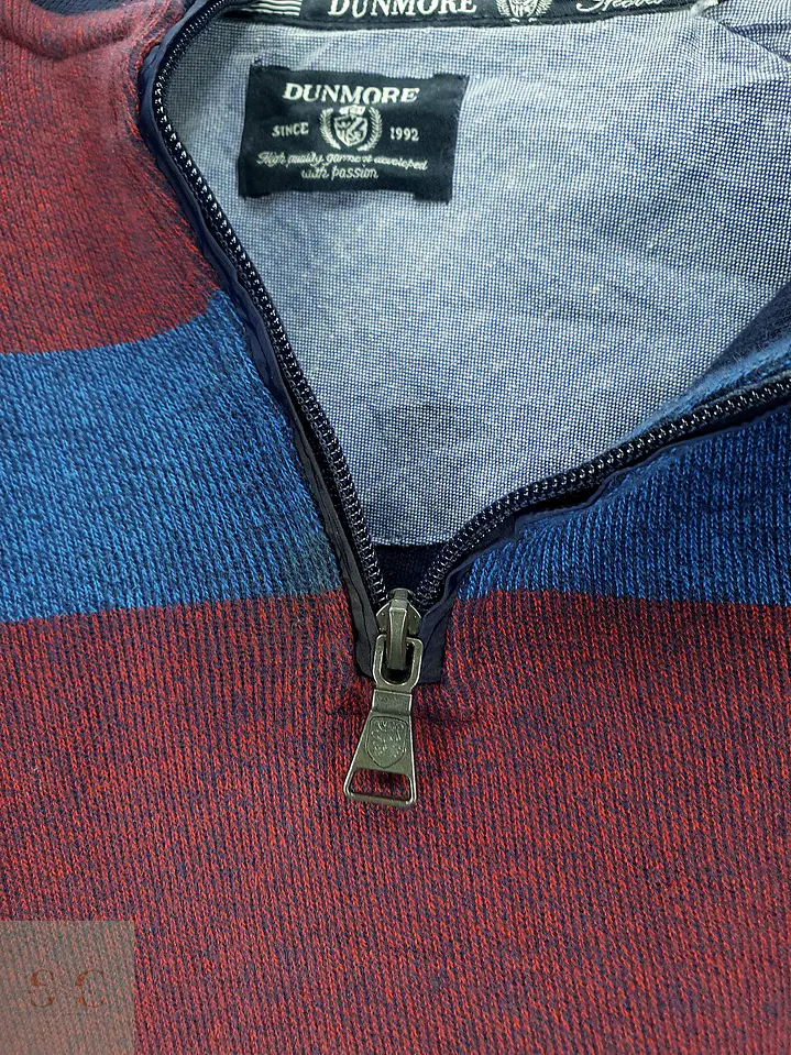 Sweater de Punto a Rayas con Medio Cierre en Rojo Burdeos y Azul Dunmore Talla L 4