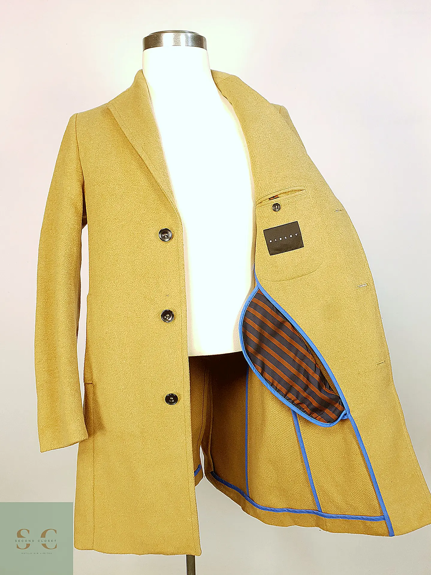Abrigo Camel Japonés Sisley Lana Talla SM 3