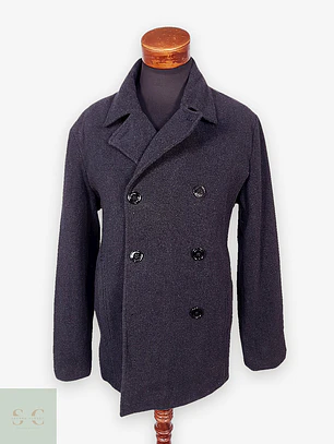 Abrigo Marinero Kenneth Cole Plomo Lana Talla L