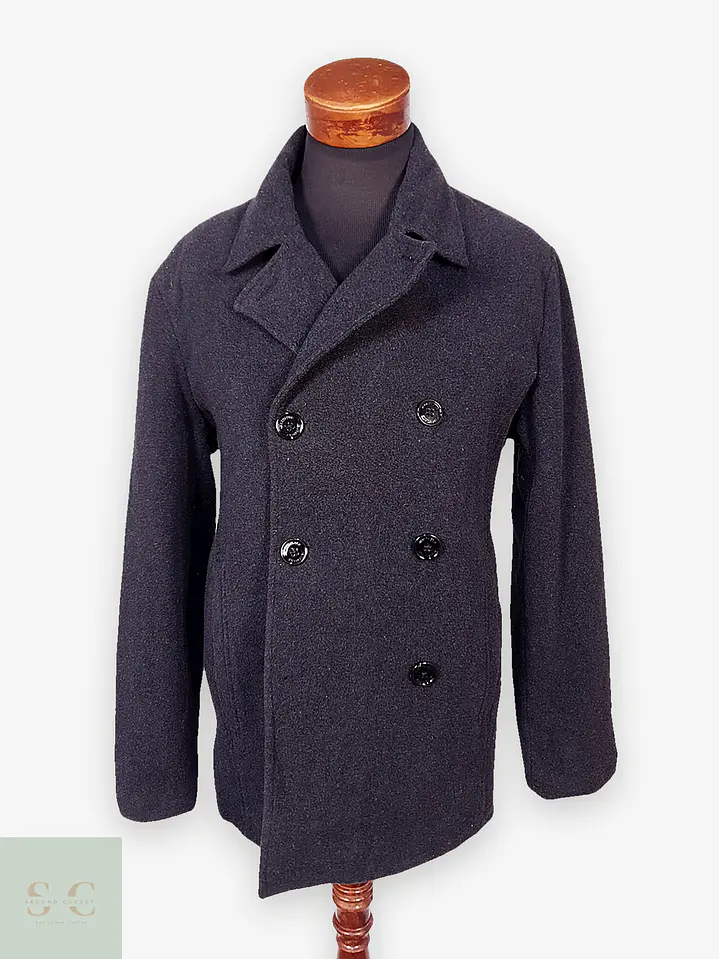 Abrigo Marinero Kenneth Cole Plomo Lana Talla L 1