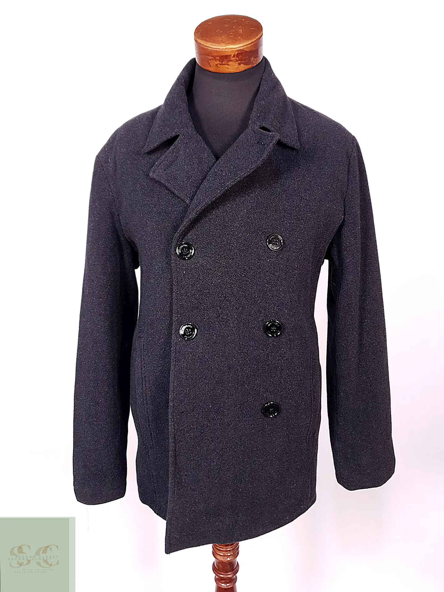 Abrigo Marinero Kenneth Cole Plomo Lana Talla L 2