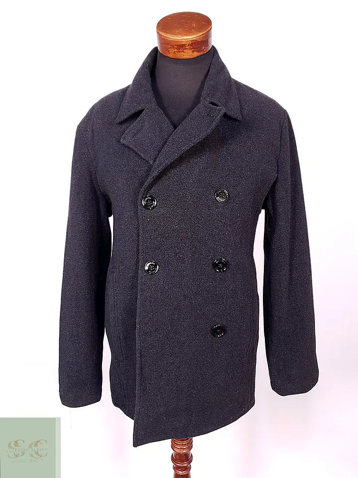 Abrigo Marinero Kenneth Cole Plomo Lana Talla L 2