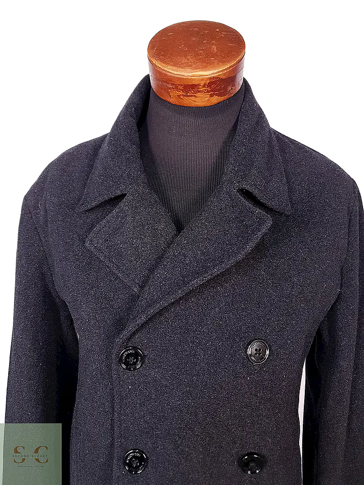 Abrigo Marinero Kenneth Cole Plomo Lana Talla L 3
