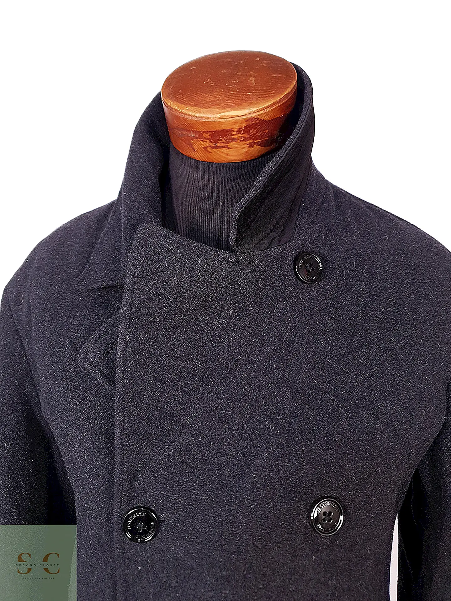 Abrigo Marinero Kenneth Cole Plomo Lana Talla L 4