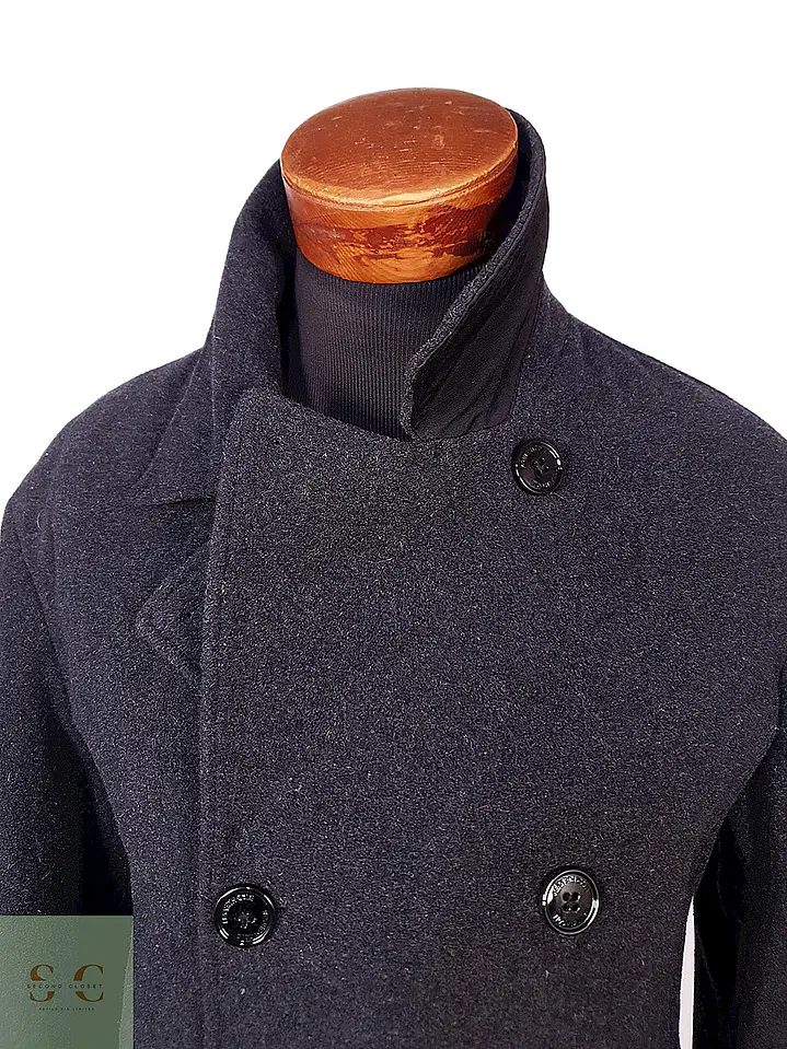 Abrigo Marinero Kenneth Cole Plomo Lana Talla L 4