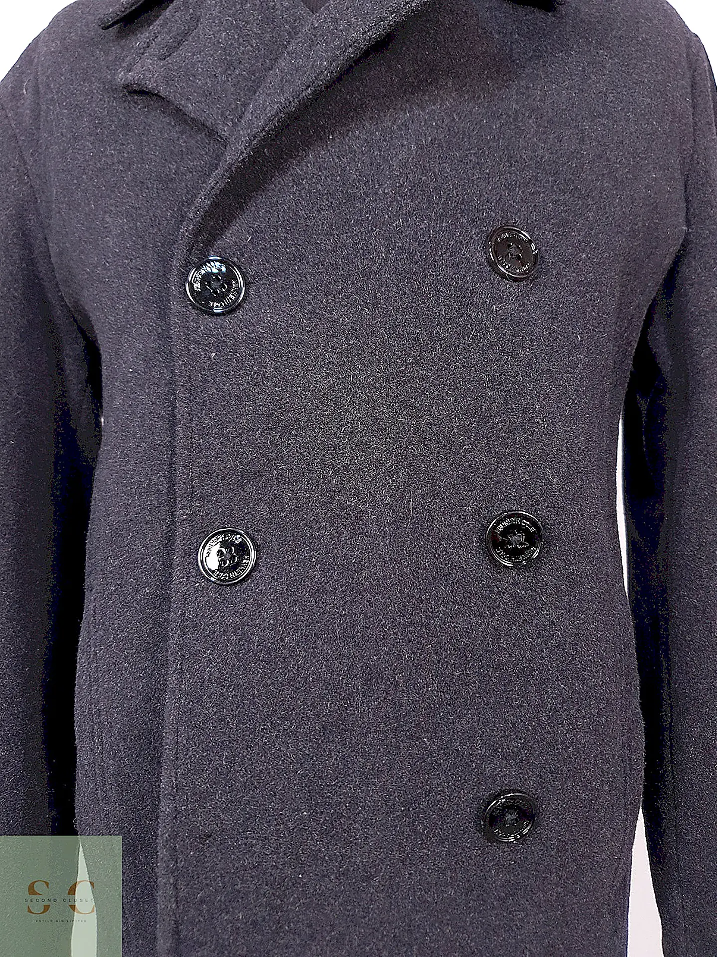 Abrigo Marinero Kenneth Cole Plomo Lana Talla L 5