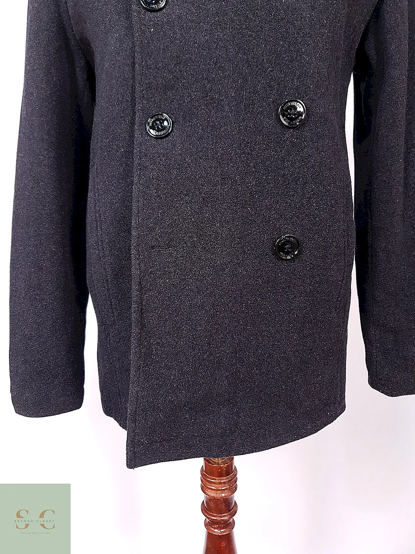Abrigo Marinero Kenneth Cole Plomo Lana Talla L 6