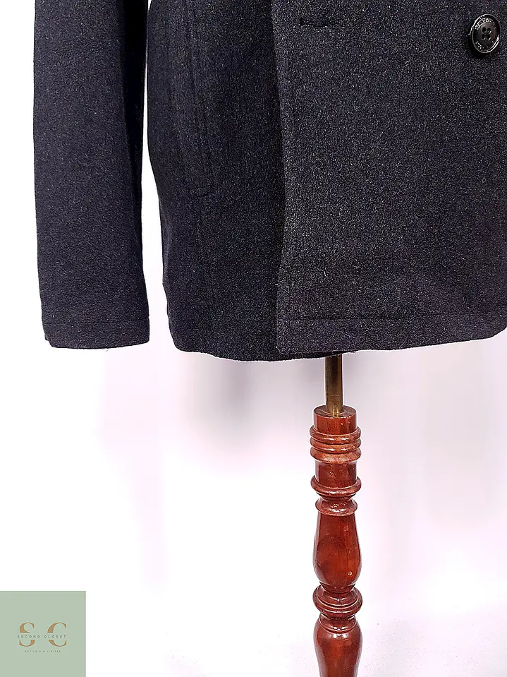 Abrigo Marinero Kenneth Cole Plomo Lana Talla L 7