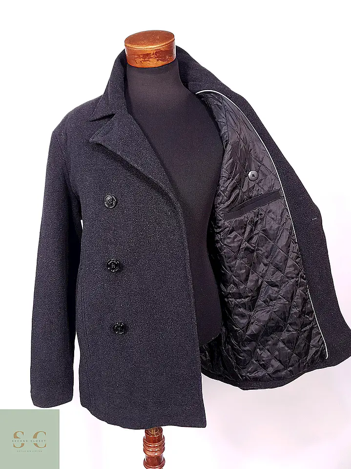 Abrigo Marinero Kenneth Cole Plomo Lana Talla L 8