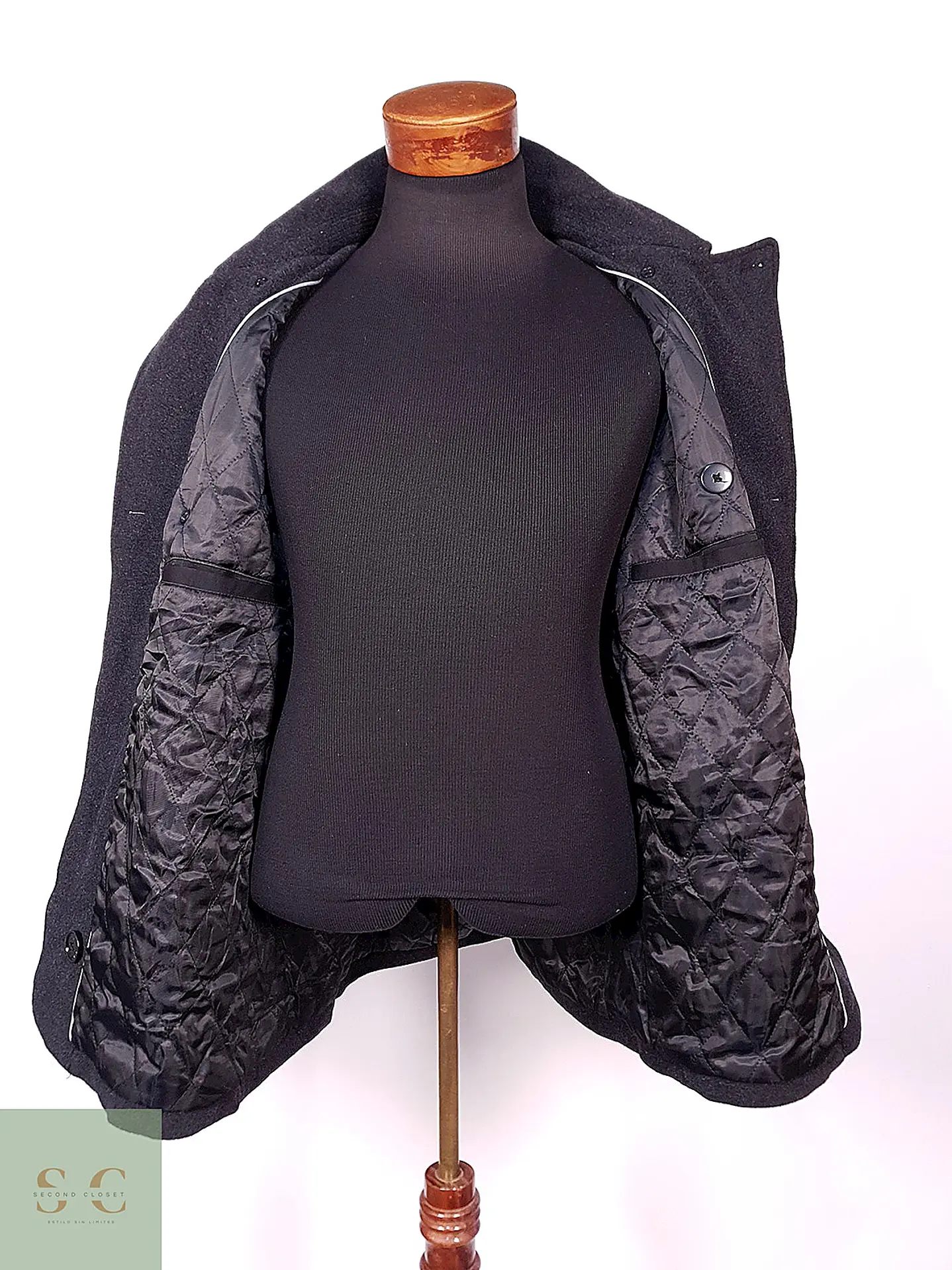 Abrigo Marinero Kenneth Cole Plomo Lana Talla L 9