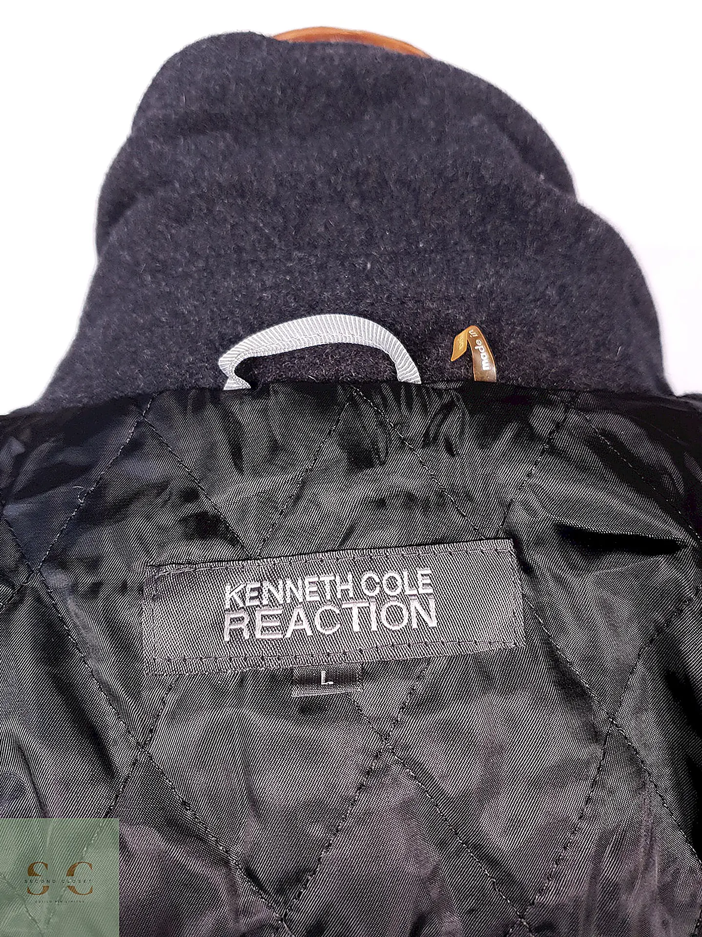 Abrigo Marinero Kenneth Cole Plomo Lana Talla L 12