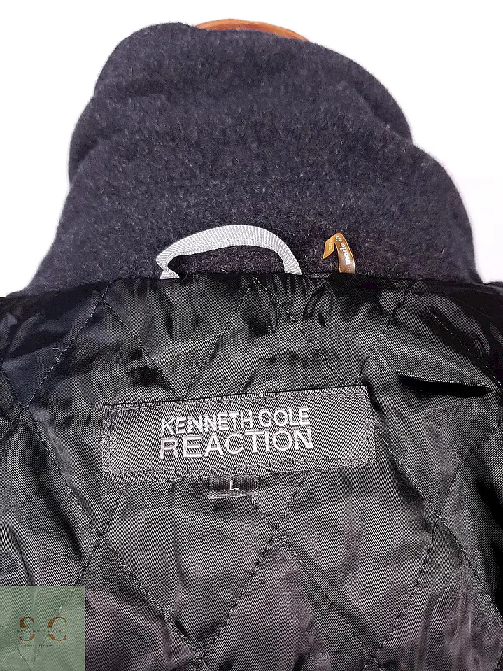 Abrigo Marinero Kenneth Cole Plomo Lana Talla L 12