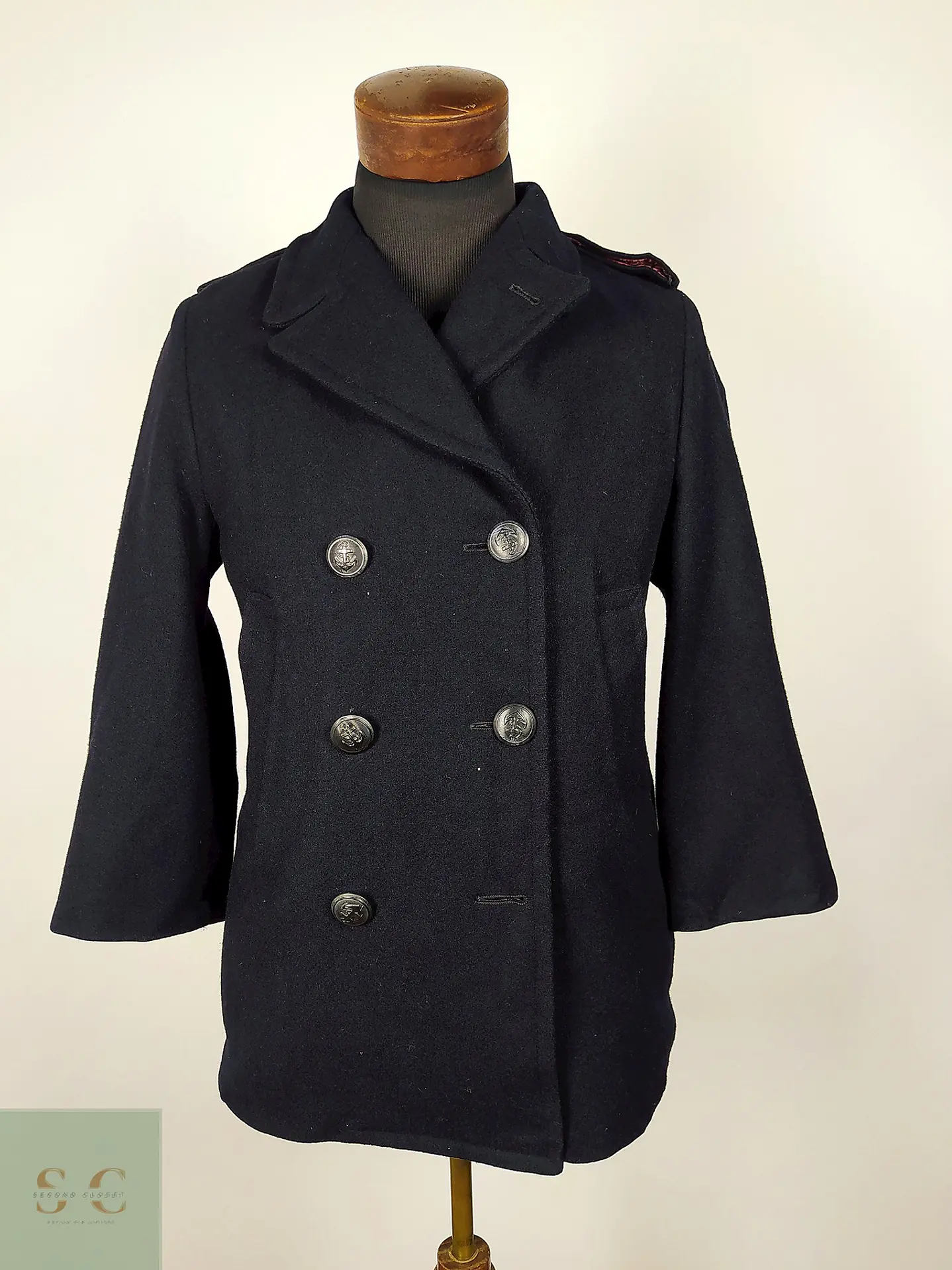 Abrigo marinero lana vintage Stratojac USA Talla S 2