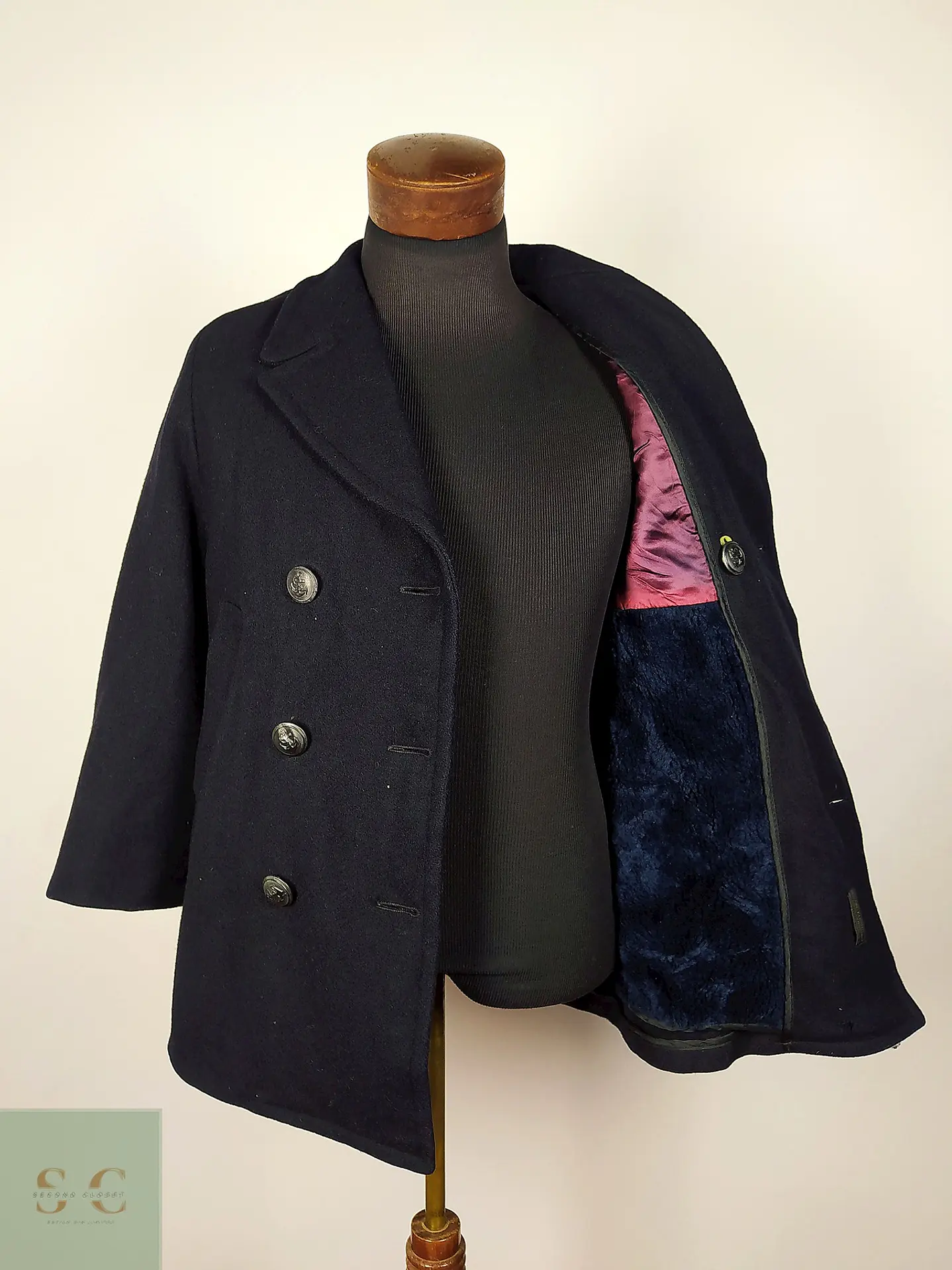 Abrigo marinero lana vintage Stratojac USA Talla S 5