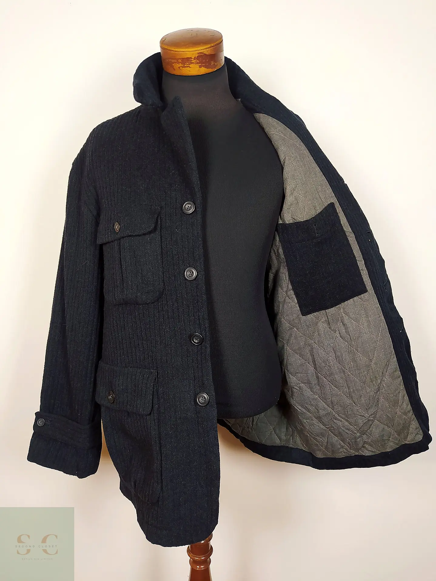 Abrigo chaqueton lana Talla XL REQUESTED PLOMO  2