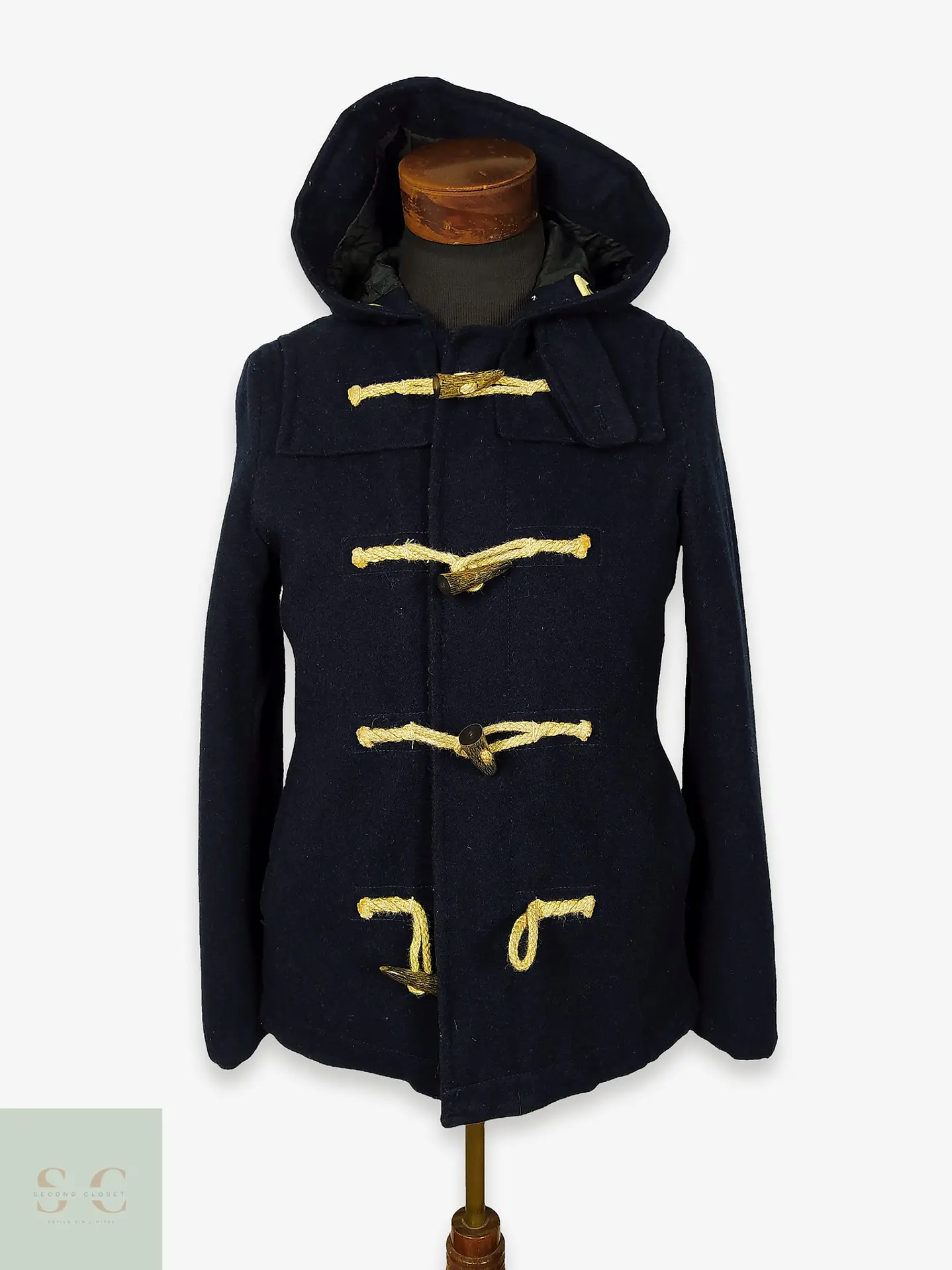 Abrigo Japonés lana Montgomery Talla XS/S Ships Jet Blue Azul 1