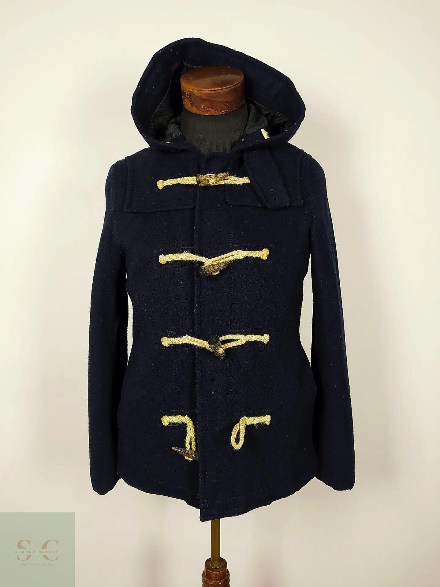 Abrigo Japonés lana Montgomery Talla XS/S Ships Jet Blue Azul 2