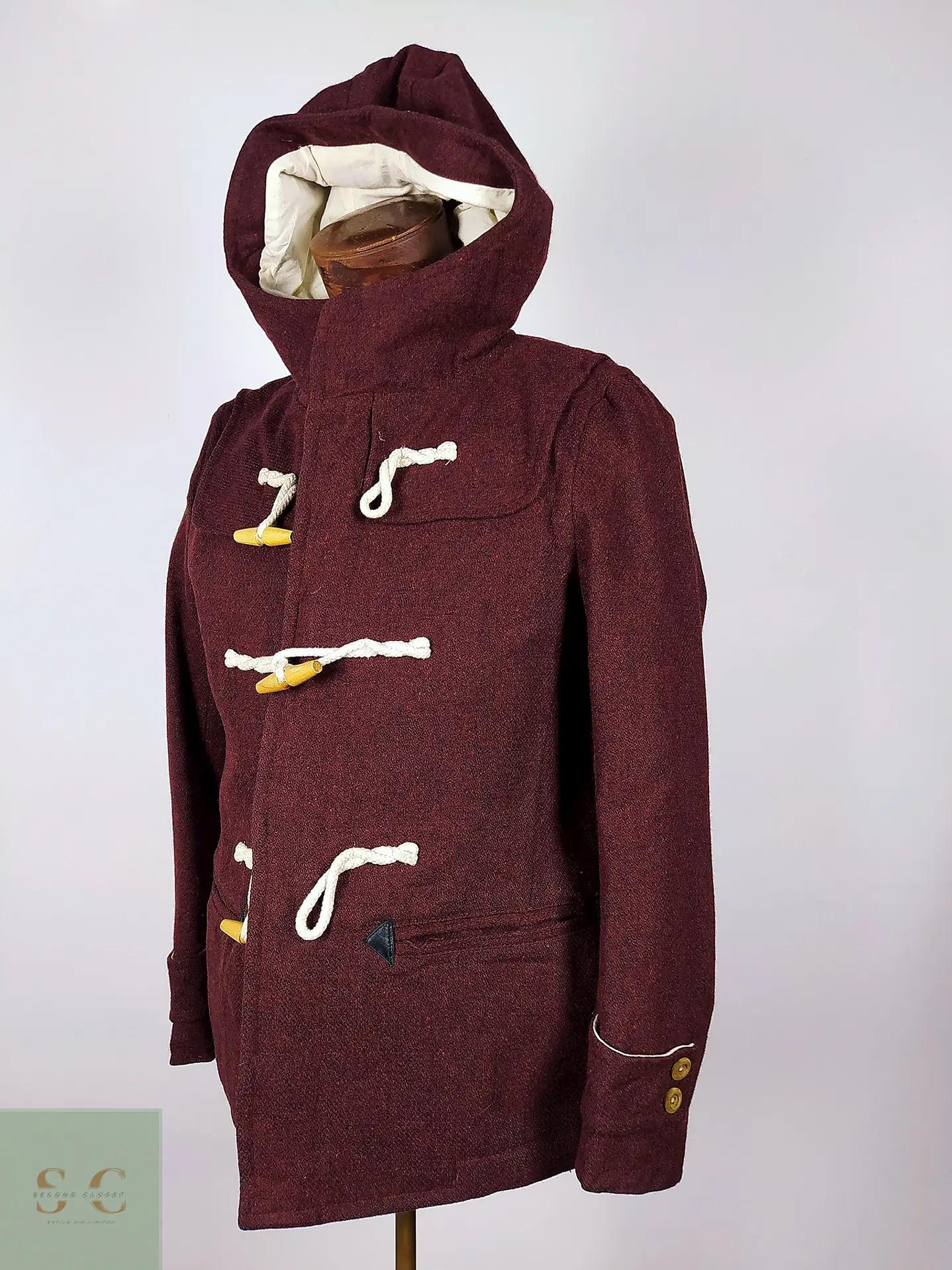 Abrigo Japonés Montgomery lana burdeus Talla XS TK JAPAN  2