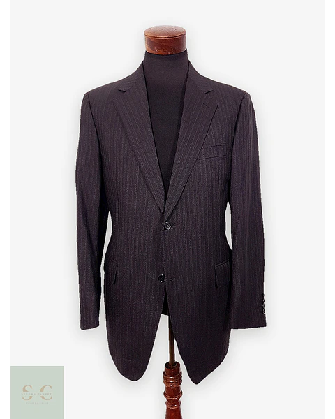 Blazer Canali Negro Raya Diplomática Lana Sastrería Italiana Talla L