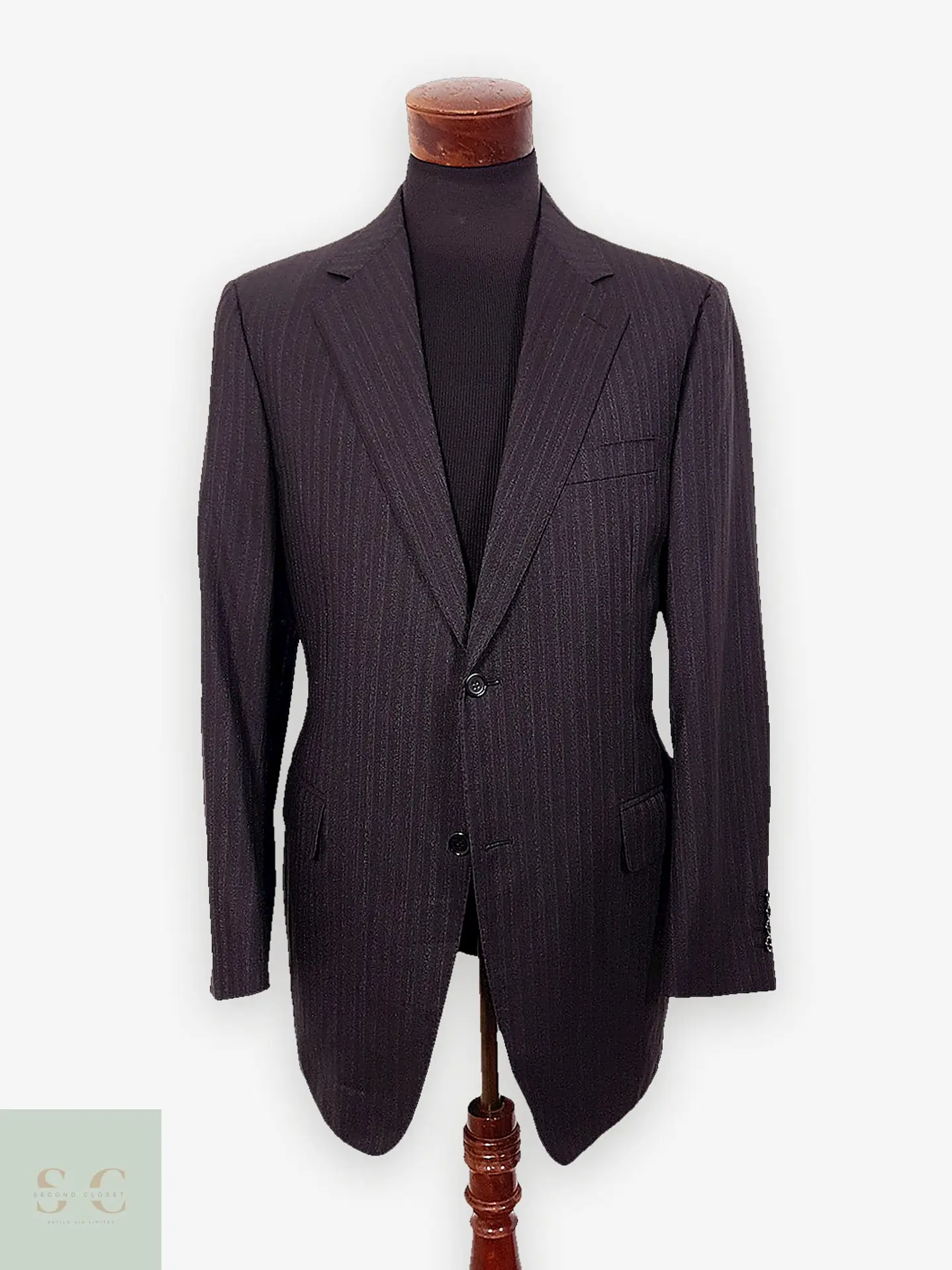 Blazer Canali Negro Raya Diplomática Lana Sastrería Italiana Talla L 1