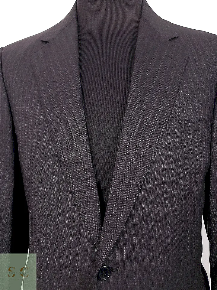 Blazer Canali Negro Raya Diplomática Lana Sastrería Italiana Talla L 5