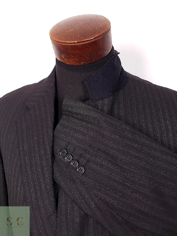 Blazer Canali Negro Raya Diplomática Lana Sastrería Italiana Talla L 7