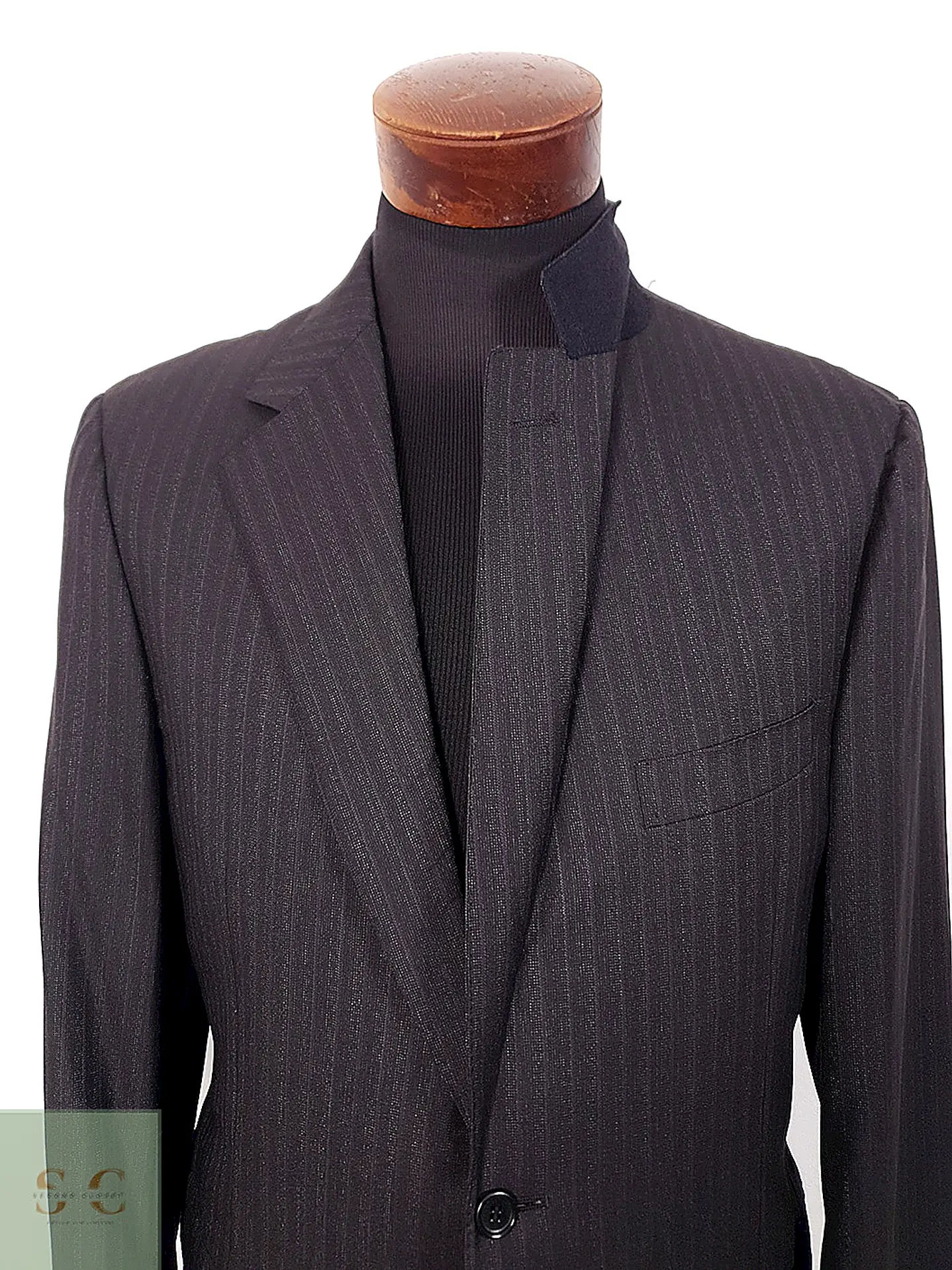 Blazer Canali Negro Raya Diplomática Lana Sastrería Italiana Talla L 9