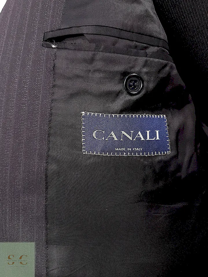 Blazer Canali Negro Raya Diplomática Lana Sastrería Italiana Talla L 11