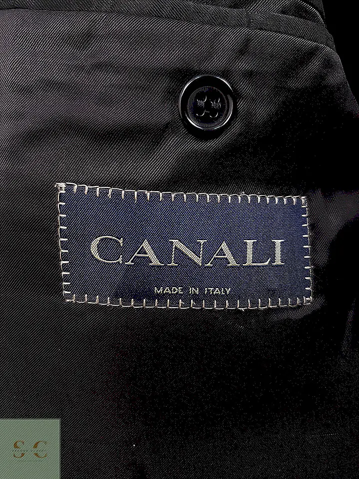 Blazer Canali Negro Raya Diplomática Lana Sastrería Italiana Talla L 12