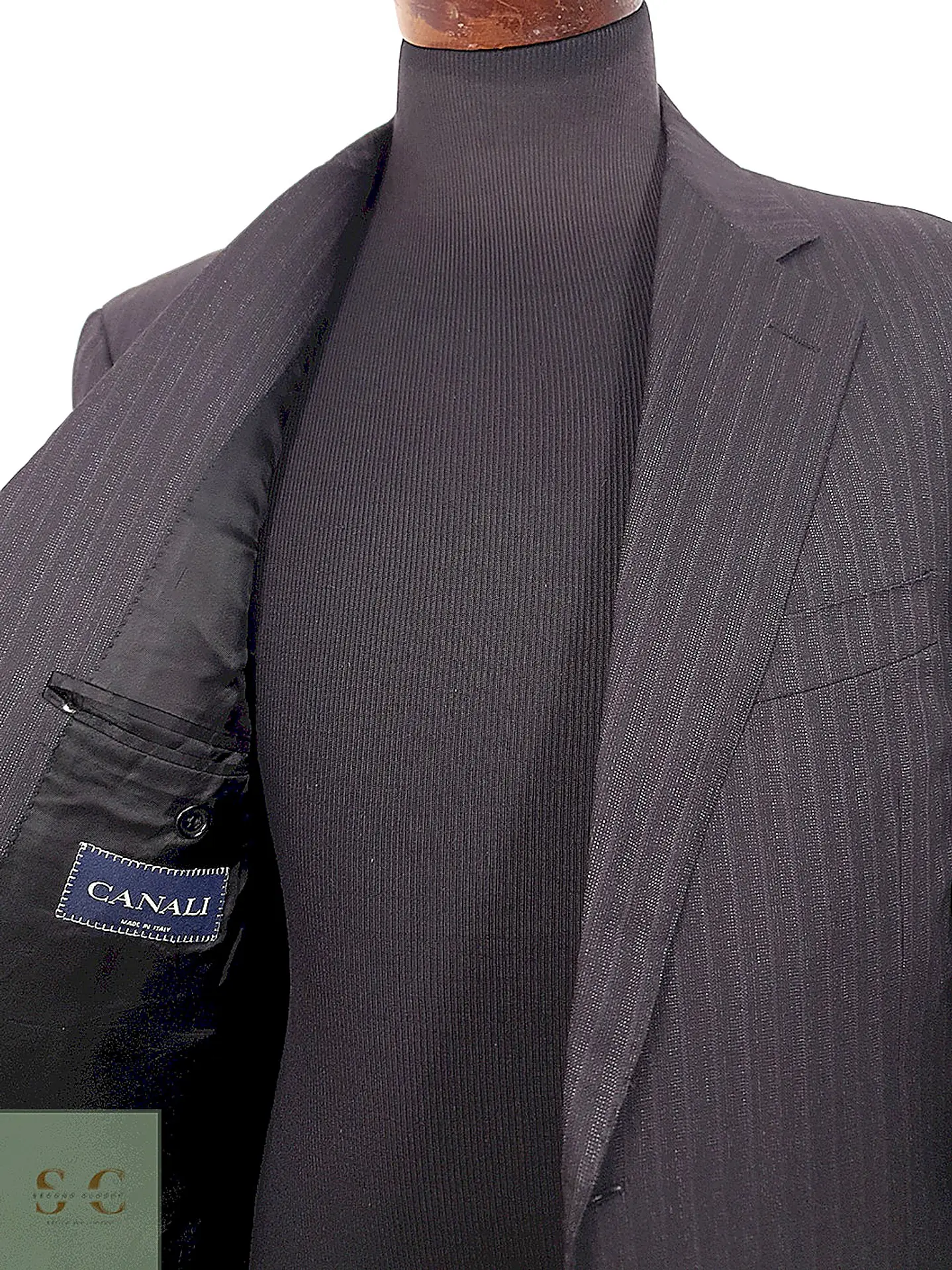 Blazer Canali Negro Raya Diplomática Lana Sastrería Italiana Talla L 15