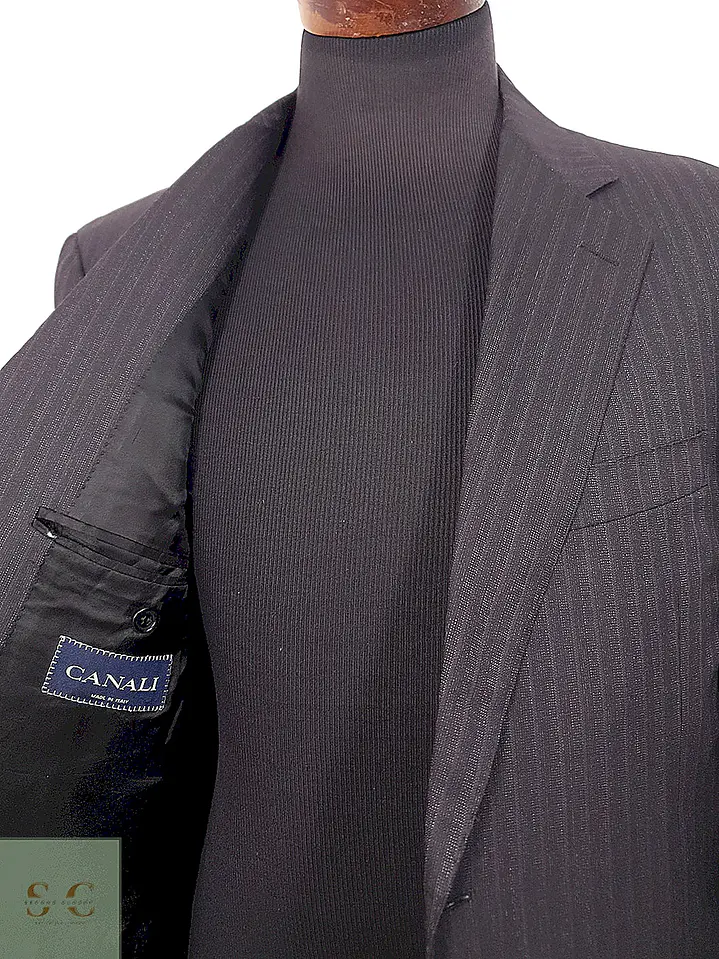 Blazer Canali Negro Raya Diplomática Lana Sastrería Italiana Talla L 15