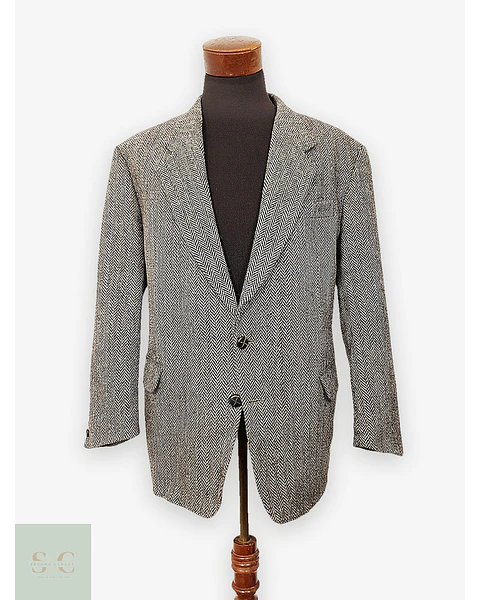 Blazer Harris Chaqueta lana Tweed Gris Espiga – 100% Lana – Talla XL