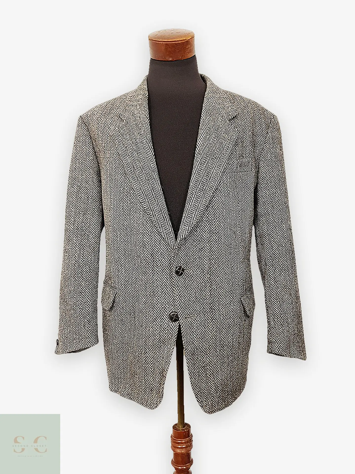 Blazer Harris Chaqueta lana Tweed Gris Espiga – 100% Lana – Talla XL 1