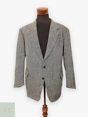 Blazer Harris Chaqueta lana Tweed Gris Espiga – 100% Lana – Talla XL
