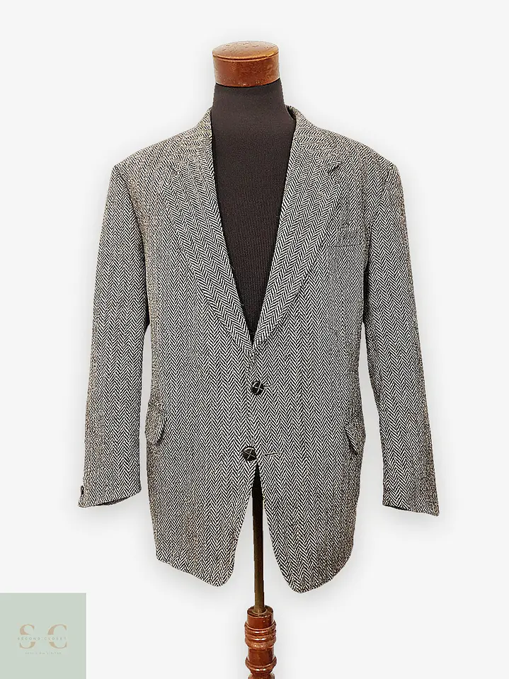 Blazer Harris Chaqueta lana Tweed Gris Espiga – 100% Lana – Talla XL 1