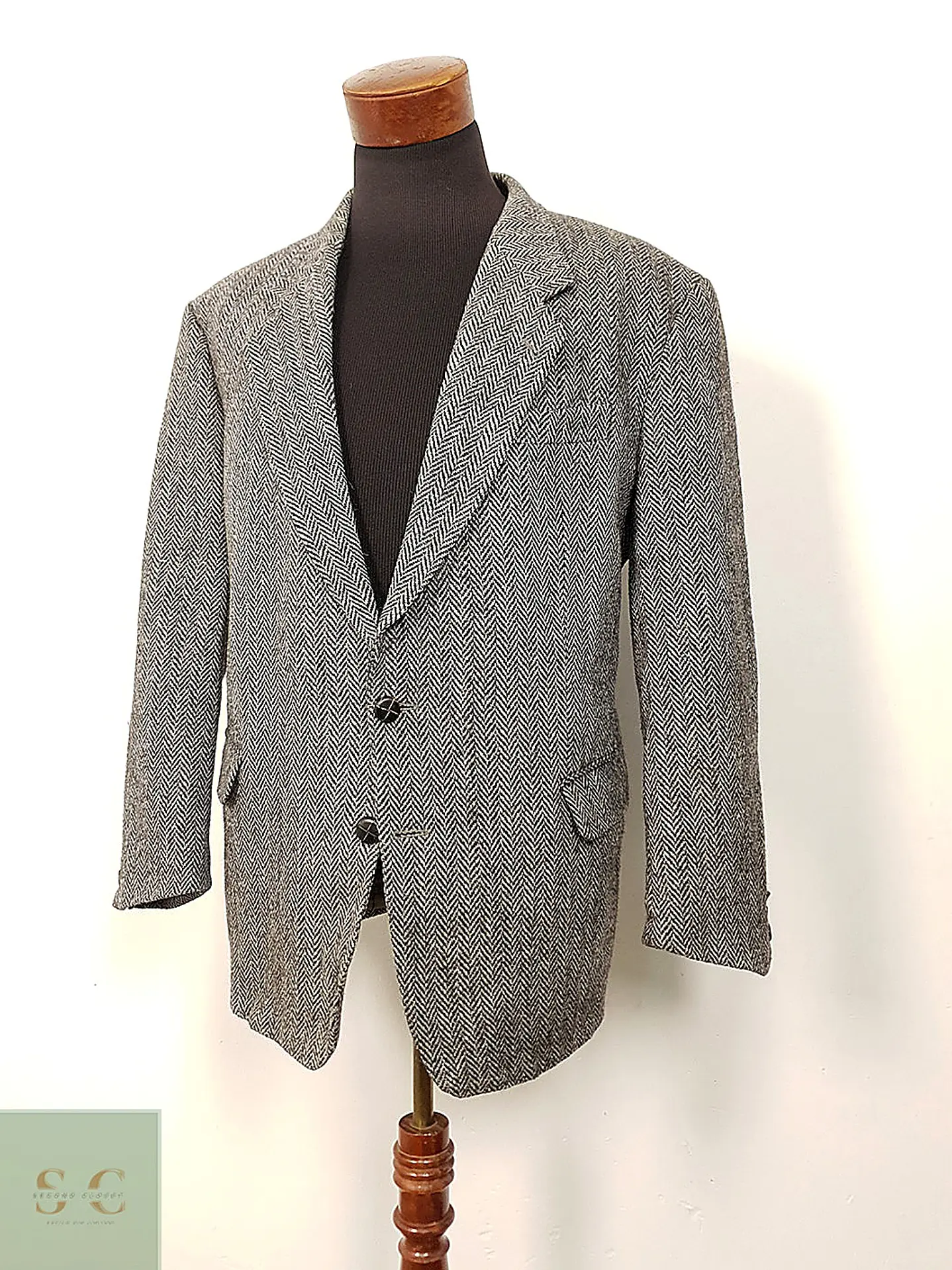 Blazer Harris Chaqueta lana Tweed Gris Espiga – 100% Lana – Talla XL 7