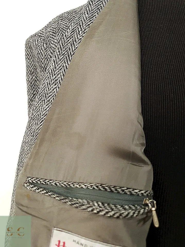 Blazer Harris Chaqueta lana Tweed Gris Espiga – 100% Lana – Talla XL 9