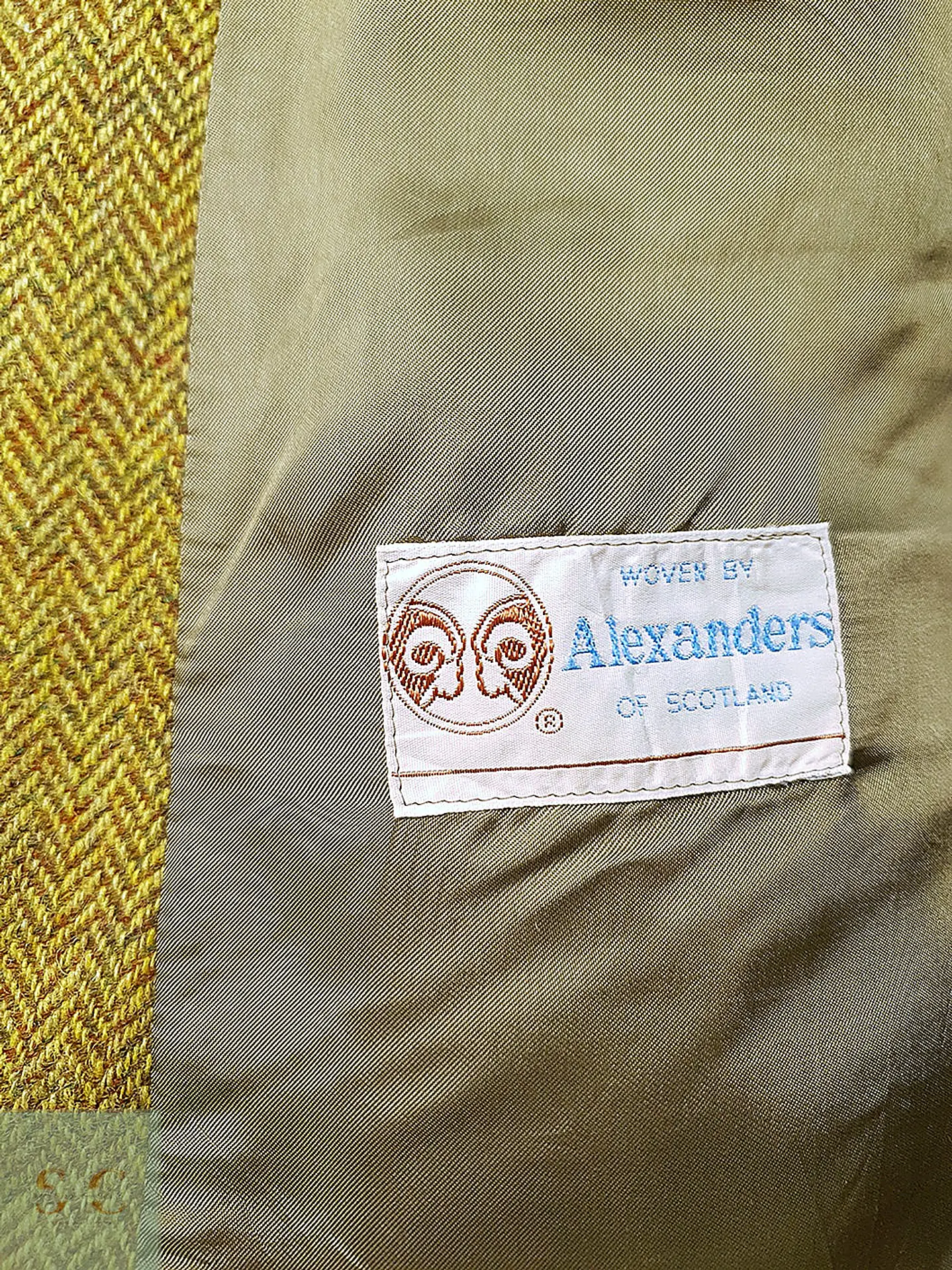 Blazer Sor Alexanders of Scotland Tweed Dorado Lana Virgen - Talla L 5