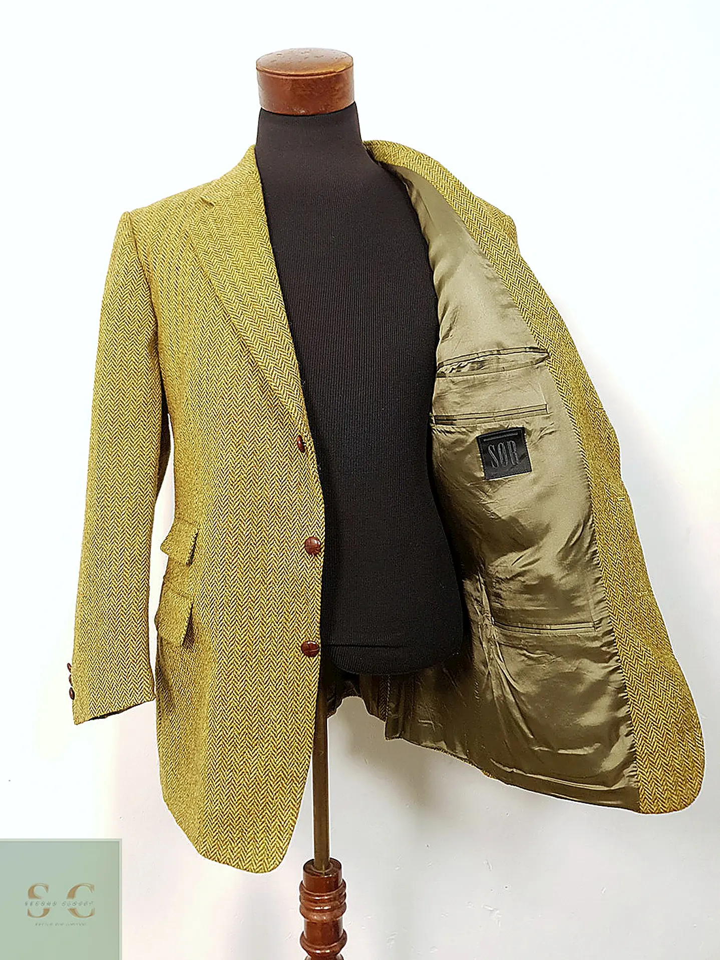 Blazer Sor Alexanders of Scotland Tweed Dorado Lana Virgen - Talla L 8