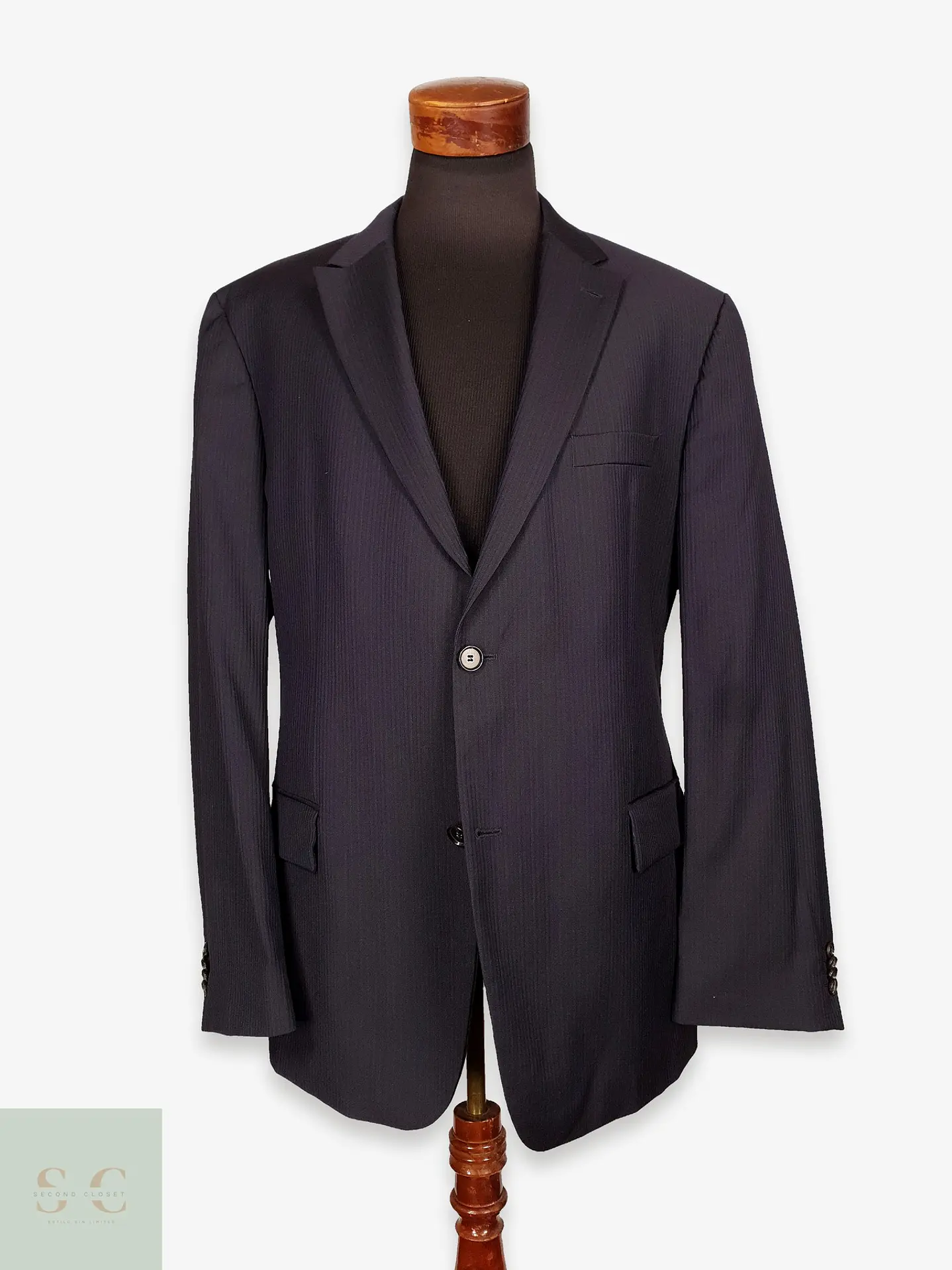 Blazer Hugo Boss Azul Negro Rayas – Tessitura Biella – 100% Lana Virgen – Talla XL 1