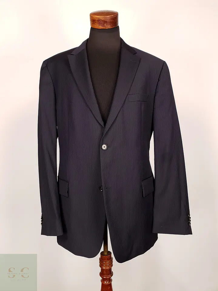 Blazer Hugo Boss Azul Negro Rayas – Tessitura Biella – 100% Lana Virgen – Talla XL 2