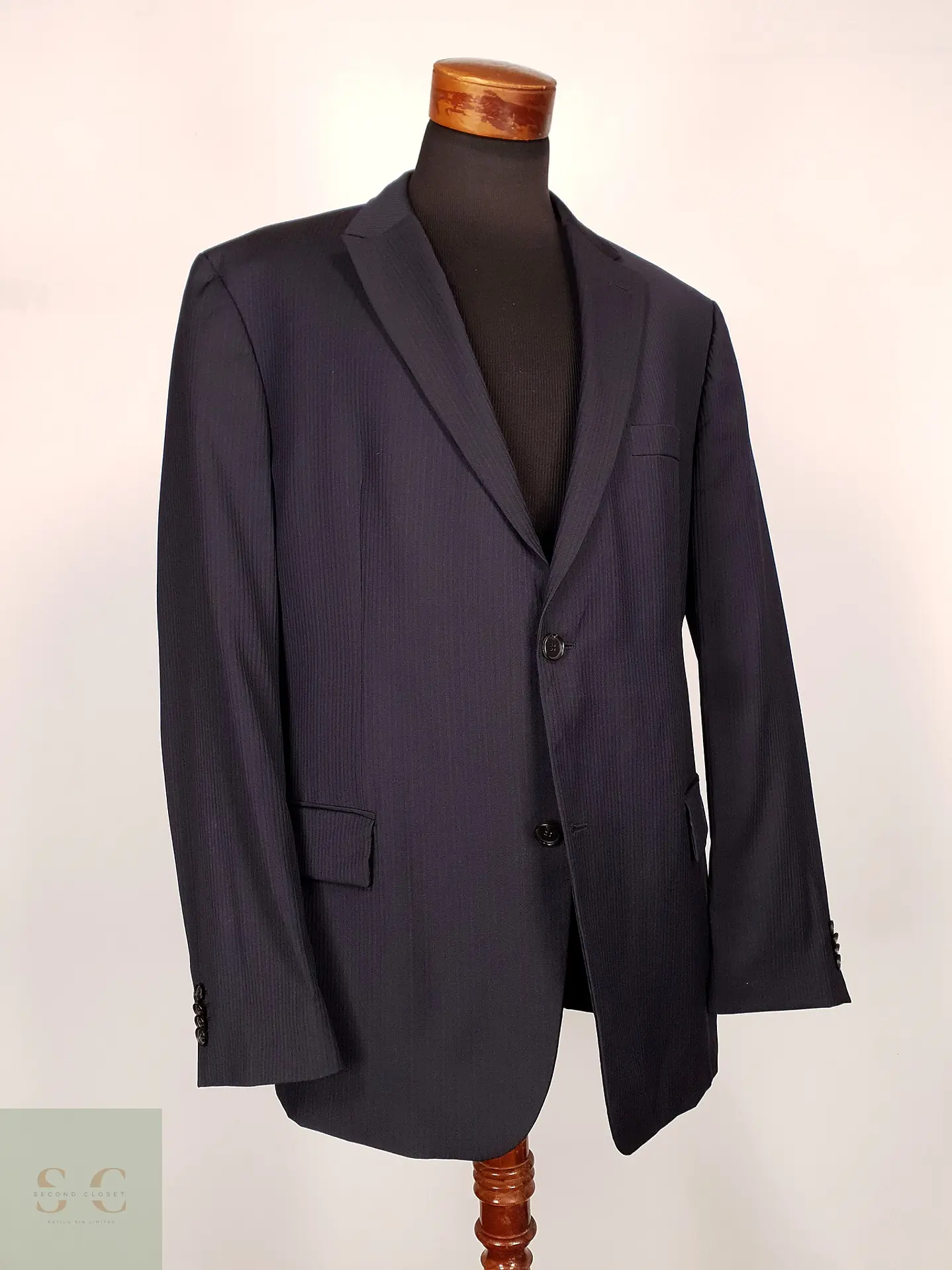 Blazer Hugo Boss Azul Negro Rayas – Tessitura Biella – 100% Lana Virgen – Talla XL 3