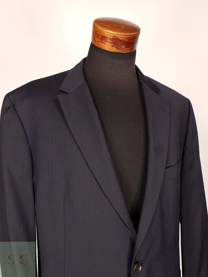 Blazer Hugo Boss Azul Negro Rayas – Tessitura Biella – 100% Lana Virgen – Talla XL 4