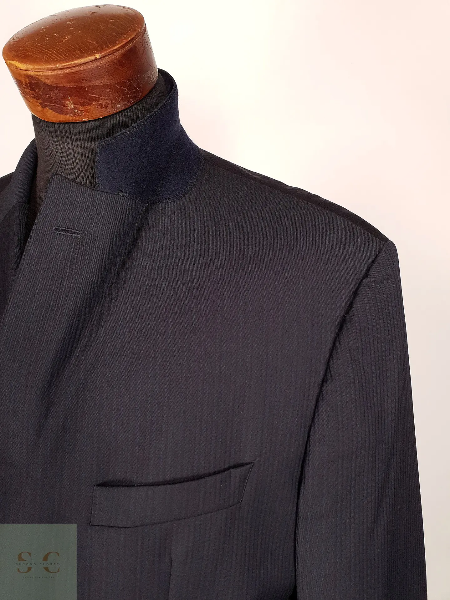 Blazer Hugo Boss Azul Negro Rayas – Tessitura Biella – 100% Lana Virgen – Talla XL 6
