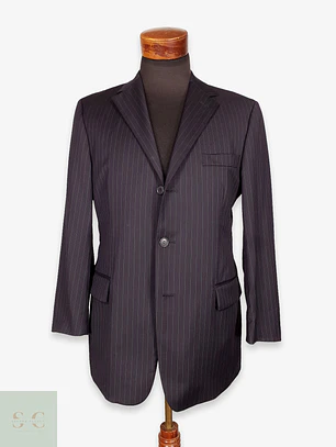Blazer Roy Robson Azul Rayas Italiano 100% Lana Virgen Talla SM